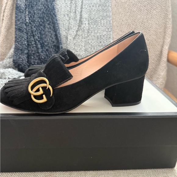 Gucci GG Marmont fringe loafers pump 7 - Picture 2 of 9